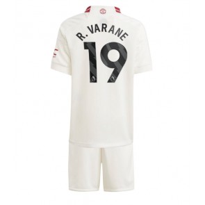 Lacne Dětský Futbalové dres Manchester United Raphael Varane #19 2023-24 Krátky Rukáv - Tretina (+ trenírky)